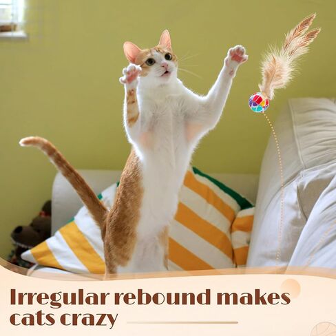 Soulchen 40 Pcs Interactive Cat Feather Ball Toy Set 2025 New Bouncy Rubber Elastic Rolling Balls Toy with Feather for Bored Indoor Cats Playful Kittens who Love to Exercise Safe and Fun Play in Saudi Arabia