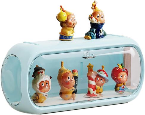 Display Case for Figures Long Style, Clear Space Pod Figure Storage Box, Acrylic Display Box with Magnetic Door Suitable for Pop Mart, Lego Collectibles Action Figures (Blue) in Saudi Arabia
