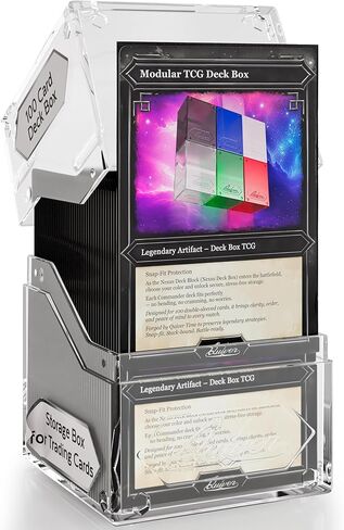 وقت الجعبة 360 ° Modular Nexus deckblock - مربع سطح MTG القابل للتكديس القابل للتكديس للقائد يناسب 100+ بطاقات | أنيقة 100 بطاقة سطح السفينة مربع MTG | صناديق طوابق TCG قابلة للتبديل (1 PCS ، واضحة) in Kuwait
