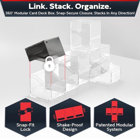 وقت الجعبة 360 ° Modular Nexus deckblock - مربع سطح MTG القابل للتكديس القابل للتكديس للقائد يناسب 100+ بطاقات | أنيقة 100 بطاقة سطح السفينة مربع MTG | صناديق طوابق TCG قابلة للتبديل (1 PCS ، واضحة) in Kuwait