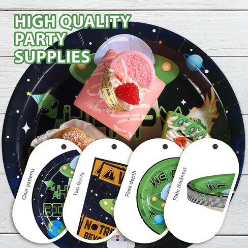 Grencian 96Pcs Aliens Party Decorations Green Outer Theme Space Plates and Napkins Tableware Sets Space Birthday Decorations Favors for Boys Girls Baby Shower Theme Party Supplies Serve 24 in Saudi Arabia