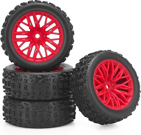 4pcs عجلات وإطارات RC ، إطارات Car Daitoku 12mm Hex RC لـ Arrma 1/14 2S Typhon Grom (النمط B) - الأحمر in Saudi Arabia