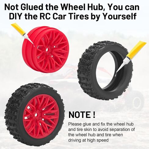 4pcs عجلات وإطارات RC ، إطارات Car Daitoku 12mm Hex RC لـ Arrma 1/14 2S Typhon Grom (النمط B) - الأحمر in Saudi Arabia