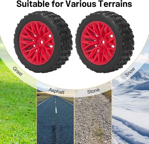 4pcs عجلات وإطارات RC ، إطارات Car Daitoku 12mm Hex RC لـ Arrma 1/14 2S Typhon Grom (النمط B) - الأحمر in Saudi Arabia