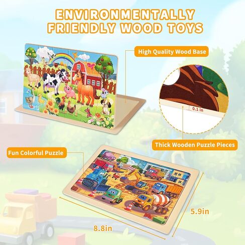 الألغاز الخشبية للأطفال الذين تتراوح أعمارهم بين 4-6 ، 4 حزم 24 PCS الألغاز بانوراما. in Saudi Arabia
