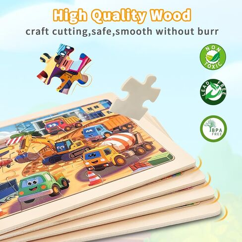 الألغاز الخشبية للأطفال الذين تتراوح أعمارهم بين 4-6 ، 4 حزم 24 PCS الألغاز بانوراما. in Saudi Arabia