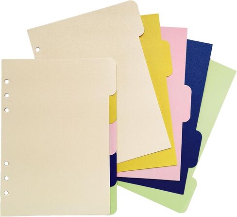 DY.2N2N Binder Dividers for 6 Ring Binder ، مقسمات الورق القوية 5-TAB ، مقسم A5 INDEX ، مقسمات موثق 6 ثقب ، مقاطعات TAB BOONNER القابلة للإدراج للمجلدات ، 2 مجموعات ، 10 موظفات in Kuwait