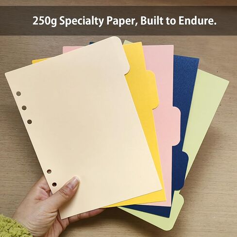DY.2N2N Binder Dividers for 6 Ring Binder ، مقسمات الورق القوية 5-TAB ، مقسم A5 INDEX ، مقسمات موثق 6 ثقب ، مقاطعات TAB BOONNER القابلة للإدراج للمجلدات ، 2 مجموعات ، 10 موظفات in Kuwait