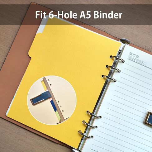 DY.2N2N Binder Dividers for 6 Ring Binder ، مقسمات الورق القوية 5-TAB ، مقسم A5 INDEX ، مقسمات موثق 6 ثقب ، مقاطعات TAB BOONNER القابلة للإدراج للمجلدات ، 2 مجموعات ، 10 موظفات in Kuwait