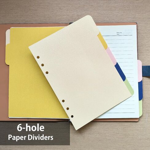 DY.2N2N Binder Dividers for 6 Ring Binder ، مقسمات الورق القوية 5-TAB ، مقسم A5 INDEX ، مقسمات موثق 6 ثقب ، مقاطعات TAB BOONNER القابلة للإدراج للمجلدات ، 2 مجموعات ، 10 موظفات in Kuwait
