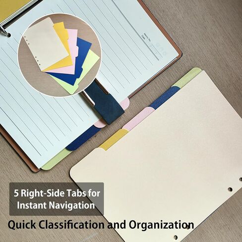 DY.2N2N Binder Dividers for 6 Ring Binder ، مقسمات الورق القوية 5-TAB ، مقسم A5 INDEX ، مقسمات موثق 6 ثقب ، مقاطعات TAB BOONNER القابلة للإدراج للمجلدات ، 2 مجموعات ، 10 موظفات in Kuwait