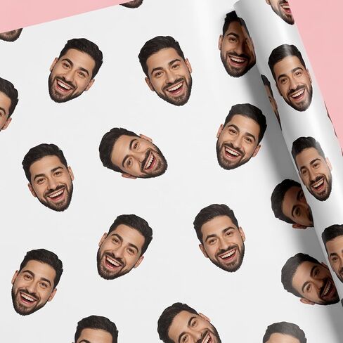 Luxury Personalized Wrapping Paper with Custom Face Print, Funny Gift Wrap for Birthday, Christmas, Wedding, Anniversary, Customized Gift Wrap Sheets for Men, Pet, Women, Kids, Party Decoration 5 in Kuwait