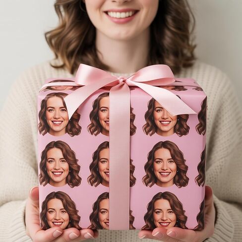 Luxury Personalized Wrapping Paper with Custom Face Print, Funny Gift Wrap for Birthday, Christmas, Wedding, Anniversary, Customized Gift Wrap Sheets for Men, Pet, Women, Kids, Party Decoration 5 in Kuwait