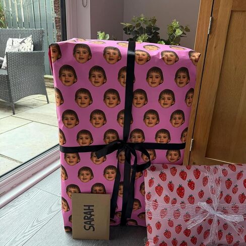 Luxury Personalized Wrapping Paper with Custom Face Print, Funny Gift Wrap for Birthday, Christmas, Wedding, Anniversary, Customized Gift Wrap Sheets for Men, Pet, Women, Kids, Party Decoration 5 in Kuwait