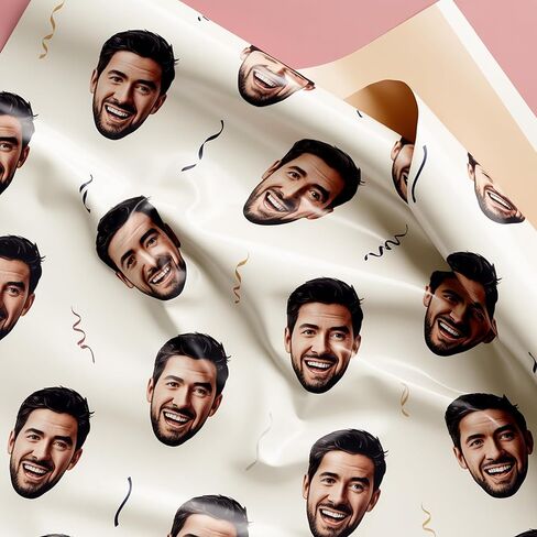 Luxury Personalized Wrapping Paper with Custom Face Print, Funny Gift Wrap for Birthday, Christmas, Wedding, Anniversary, Customized Gift Wrap Sheets for Men, Pet, Women, Kids, Party Decoration 5 in Kuwait