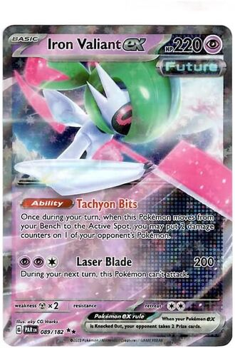 Pokemon - Iron Valiant Ex 089/182 - Paradox Rift - Pokemon Future - Double Rare - بطاقة واحدة in Saudi Arabia