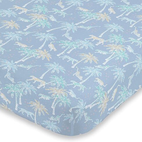 NoJo Super Soft Elephant Fitted Crib Sheet, Blue/White in Saudi Arabia