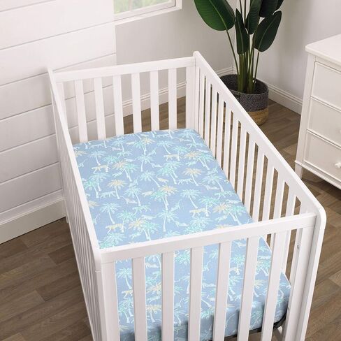 NoJo Super Soft Elephant Fitted Crib Sheet, Blue/White in Saudi Arabia