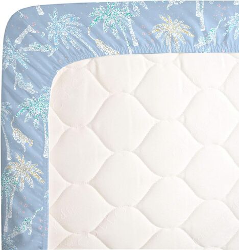 NoJo Super Soft Elephant Fitted Crib Sheet, Blue/White in Saudi Arabia