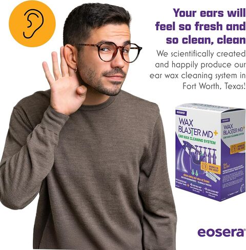 مجموعة EOSERA Wax Blaster MD - الحل الكامل لتنظيف الأذن مع قطرات شمع الأذن MD | ري لطيف للأذن للتنظيف الروتيني | نتائج مثبتة في علاج واحد فقط in Saudi Arabia