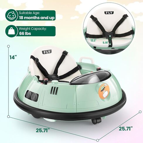 سيارة Hikole Baby Pumper مع عن بعد الوالدين ، سيارات المصد 12V للأطفال الصغار 1-3 ، حزام أمان من 5 نقاط ، تدور 360 درجة ، ضوء LED ، عصا التحكم المزدوجة ، الوردي in Kuwait