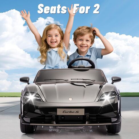 FORESEE Kids 24V 2-Seater Electric Ride On Car, 24V Licensed Porsche Taycan Turbo S Electric Power Ride On Car w/ 132lb Weight Capacity, Parent Control, MP3 Music, LED Lights - White in Saudi Arabia