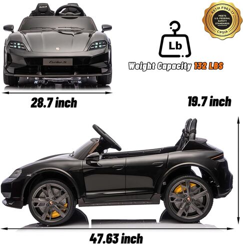 FORESEE Kids 24V 2-Seater Electric Ride On Car, 24V Licensed Porsche Taycan Turbo S Electric Power Ride On Car w/ 132lb Weight Capacity, Parent Control, MP3 Music, LED Lights - White in Saudi Arabia