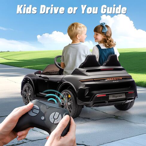 FORESEE Kids 24V 2-Seater Electric Ride On Car, 24V Licensed Porsche Taycan Turbo S Electric Power Ride On Car w/ 132lb Weight Capacity, Parent Control, MP3 Music, LED Lights - White in Saudi Arabia