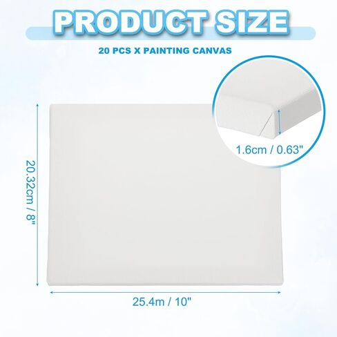PATIKIL Canvas for Painting, 20 Pack 2.4x2.4 Blank Cotton Canvas Acrylic Drawing Board Oil Paint Set Art Supplies for Watercolor Oil Acrylic Gouache Tempera in Saudi Arabia