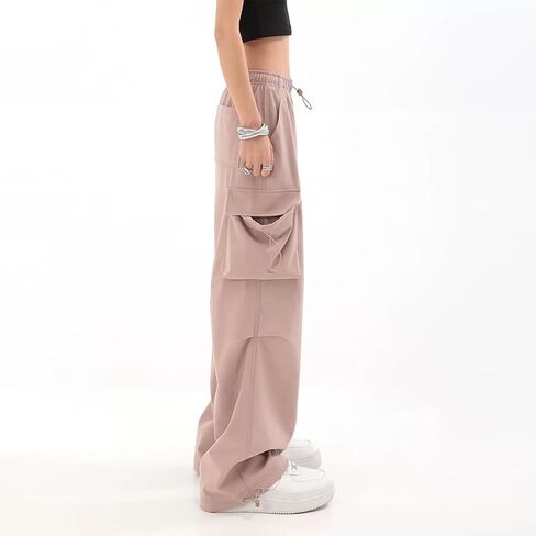 Baggy Parachute Pants for Womens Wide Leg Cargo Pants Y2k with Pockets Boyfriend Harajuku Streetwear Goth in Kuwait