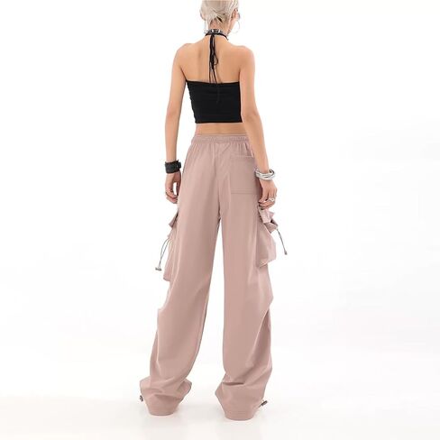Baggy Parachute Pants for Womens Wide Leg Cargo Pants Y2k with Pockets Boyfriend Harajuku Streetwear Goth in Kuwait