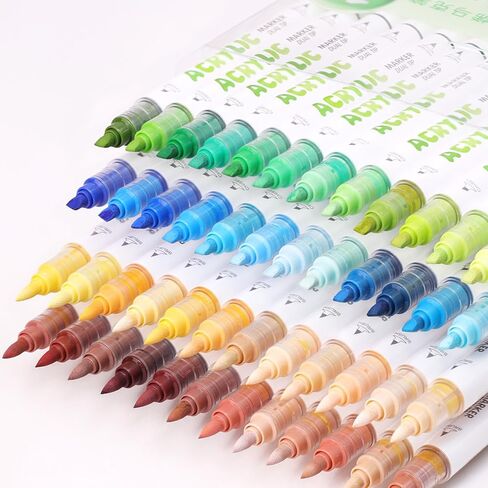 Kander 12 Colors Dual Tip Acrylic Paint Markers, Gray and Black Color — Extra Fine & Soft Brush Pen Set with Direct Ink Flow for Sketching, Detailing, Coloring on Wood, Canvas, Rock, Glass, DIY Crafts in Saudi Arabia
