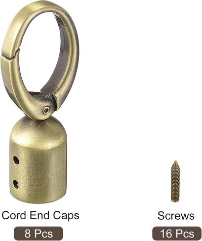 uxcell Cord End Cap, 8Pcs 15mm/0.6" End Cap Barrel Beads Terminators Cord with Screws Finding for Tassel Jewelry Making Bag Strap DIY, Gold in Saudi Arabia