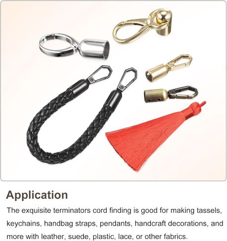 uxcell Cord End Cap, 8Pcs 15mm/0.6" End Cap Barrel Beads Terminators Cord with Screws Finding for Tassel Jewelry Making Bag Strap DIY, Gold in Saudi Arabia