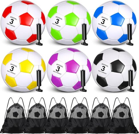 Ceenna 6 Pcs Spring Sports Soccer Ball Bulk with Pump Bag Official Size Outside Sport Soccer Ball Machine Stitched Ball for Training Practice Game in Kuwait