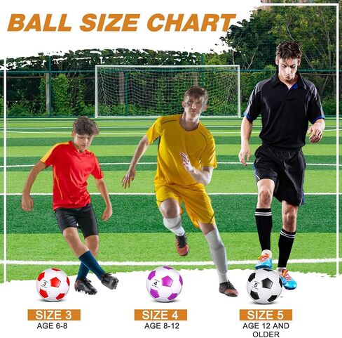 Ceenna 6 Pcs Spring Sports Soccer Ball Bulk with Pump Bag Official Size Outside Sport Soccer Ball Machine Stitched Ball for Training Practice Game in Kuwait