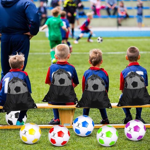 Ceenna 6 Pcs Spring Sports Soccer Ball Bulk with Pump Bag Official Size Outside Sport Soccer Ball Machine Stitched Ball for Training Practice Game in Kuwait