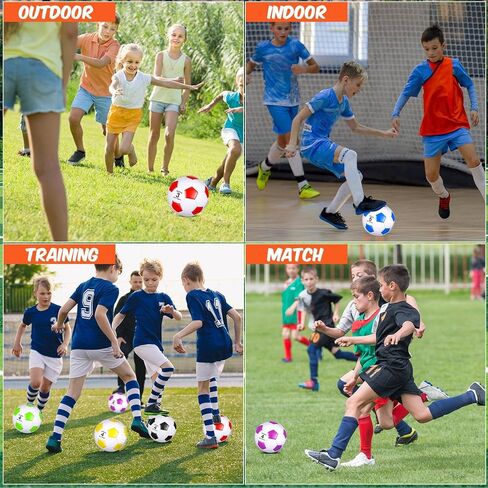 Ceenna 6 Pcs Spring Sports Soccer Ball Bulk with Pump Bag Official Size Outside Sport Soccer Ball Machine Stitched Ball for Training Practice Game in Kuwait