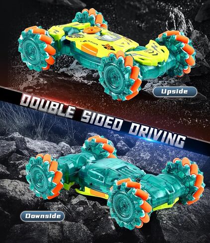 سيارة تحكم عن بعد لفتة Alpha ، سيارة RC Stunt مع 360 درجة تقلب 2.4 جيجا هرتز 4WD لعبة التحكم عن بعد مع أضواء موسيقى عيد الميلاد هدية للأولاد 5 6 7 8-12 سنة in Kuwait