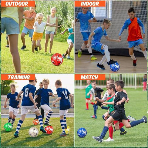 Ceenna 6 Pcs Spring Sports Soccer Ball Bulk with Pump Bag Official Size Outside Sport Soccer Ball Machine Stitched Ball for Training Practice Game in Saudi Arabia