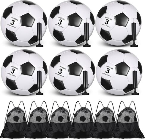 Ceenna 6 Pcs Spring Sports Soccer Ball Bulk with Pump Bag Official Size Outside Sport Soccer Ball Machine Stitched Ball for Training Practice Game in Kuwait