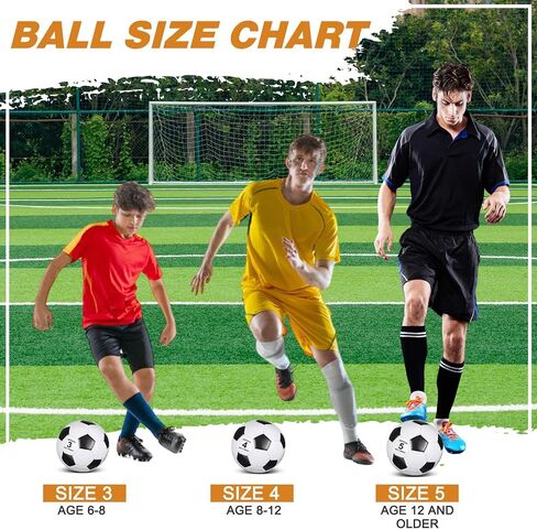 Ceenna 6 Pcs Spring Sports Soccer Ball Bulk with Pump Bag Official Size Outside Sport Soccer Ball Machine Stitched Ball for Training Practice Game in Kuwait