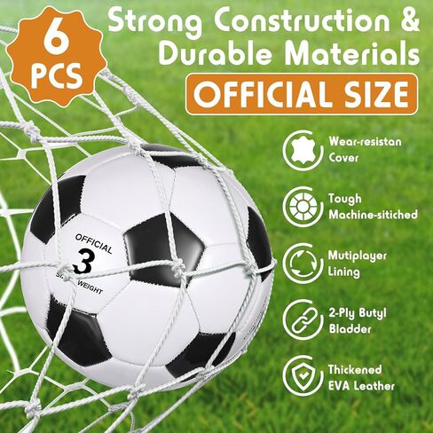 Ceenna 6 Pcs Spring Sports Soccer Ball Bulk with Pump Bag Official Size Outside Sport Soccer Ball Machine Stitched Ball for Training Practice Game in Kuwait