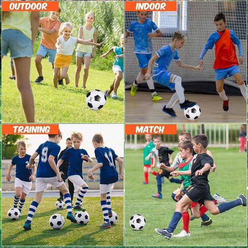 Ceenna 6 Pcs Spring Sports Soccer Ball Bulk with Pump Bag Official Size Outside Sport Soccer Ball Machine Stitched Ball for Training Practice Game in Kuwait