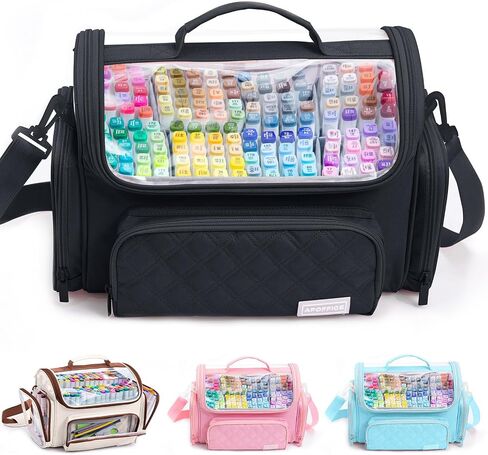 Large Marker Organizer Case Holds 200-300 Markers | Art Marker Storage Bag with Removable Dividers & Clear Top for Artists, Crafters & Travel - Pen, Pencil Alcohol Marker Holder - Art Supply in Saudi Arabia