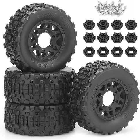 1/10 RC Short Course Truck Tires and Wheels, daitoku 12mm/14mm/17mm Hex RC Car Tires for 1/10 1/8 Slash 4×4 2WD Arrma Senton Axial Redcat Rc4wd RC Racing Car - Style A in Saudi Arabia