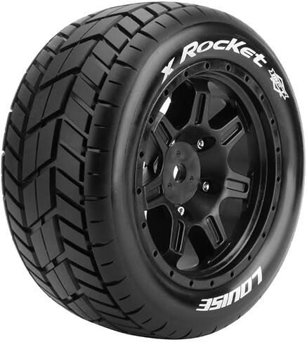 L-T3295B Louise Tyres & Wheels X-Rocket على عجلات سوداء لـ X-Maxx (MFT) (2) in Kuwait