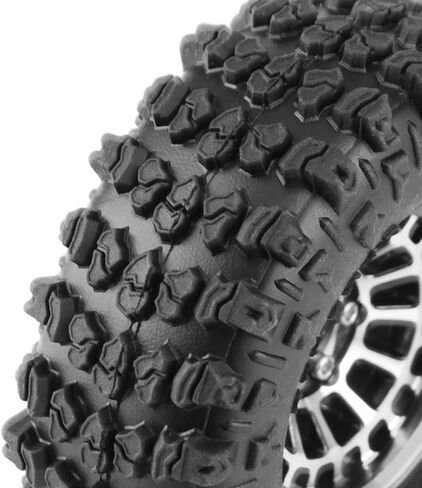 GLOBACT 1.3" Wheels Tires Set Offset -3.75mm Beadlock Wheels for Axial SCX24 AX24 TRX4M Upgrade 1/18 1/24 RC Crawler Parts (Black) in Saudi Arabia