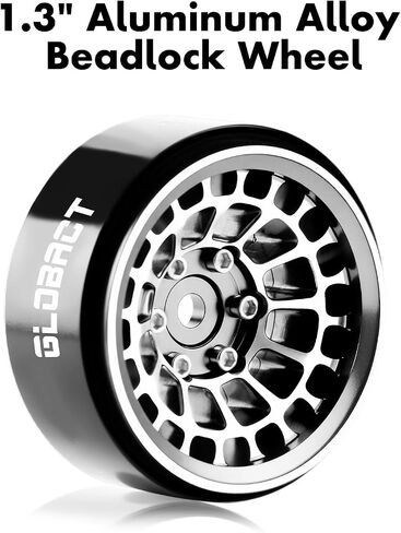 GLOBACT 1.3" Wheels Tires Set Offset -3.75mm Beadlock Wheels for Axial SCX24 AX24 TRX4M Upgrade 1/18 1/24 RC Crawler Parts (Black) in Saudi Arabia