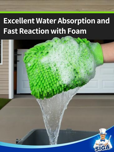 MR.SIGA Premium Microfiber Soft Chenille Car Wash Mitt, Pack of 2, Blue & Yellow in Kuwait